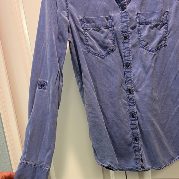 Express Blue Button Down Shirt - Picture 3 of 4